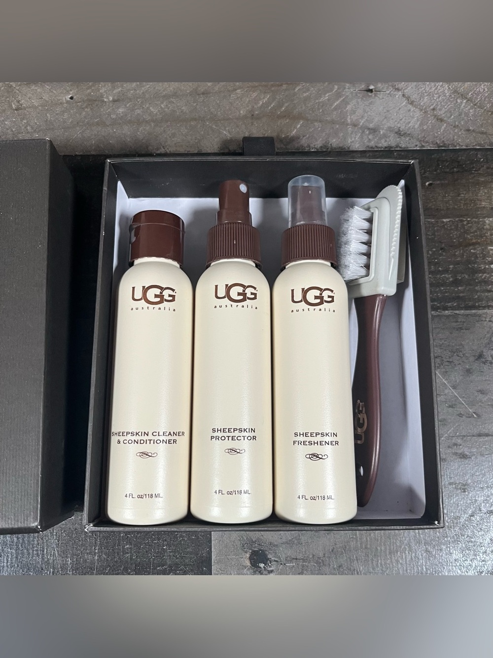 UGG Sheepskin Care Kit Cleaner & Conditioner, Protector & Freshener With Brush